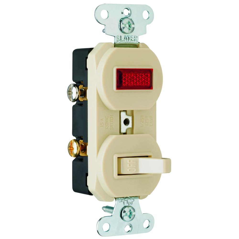 COMBO SW 1P 15A120V PILOT LT 1/25 GRD I