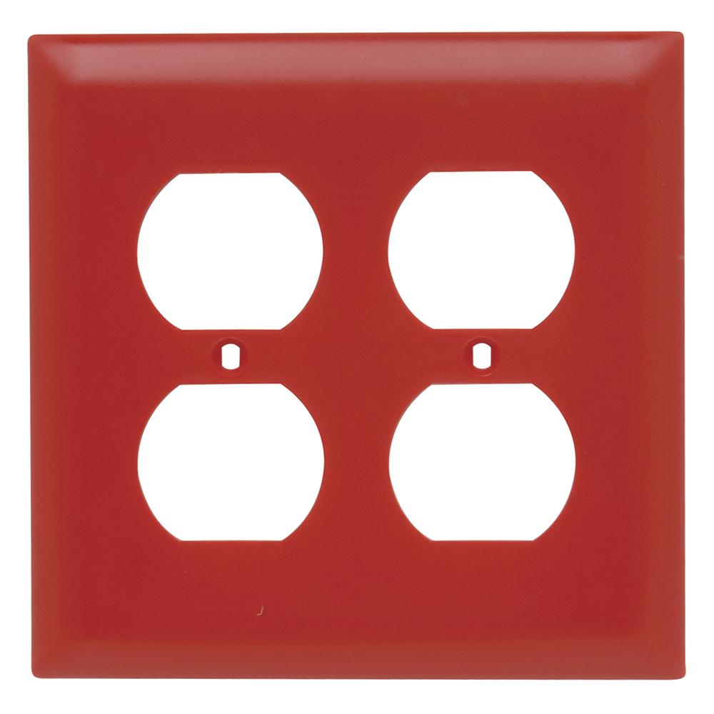 TRADEMASTER WALL PLATE 2G 2 DUPLEX RED