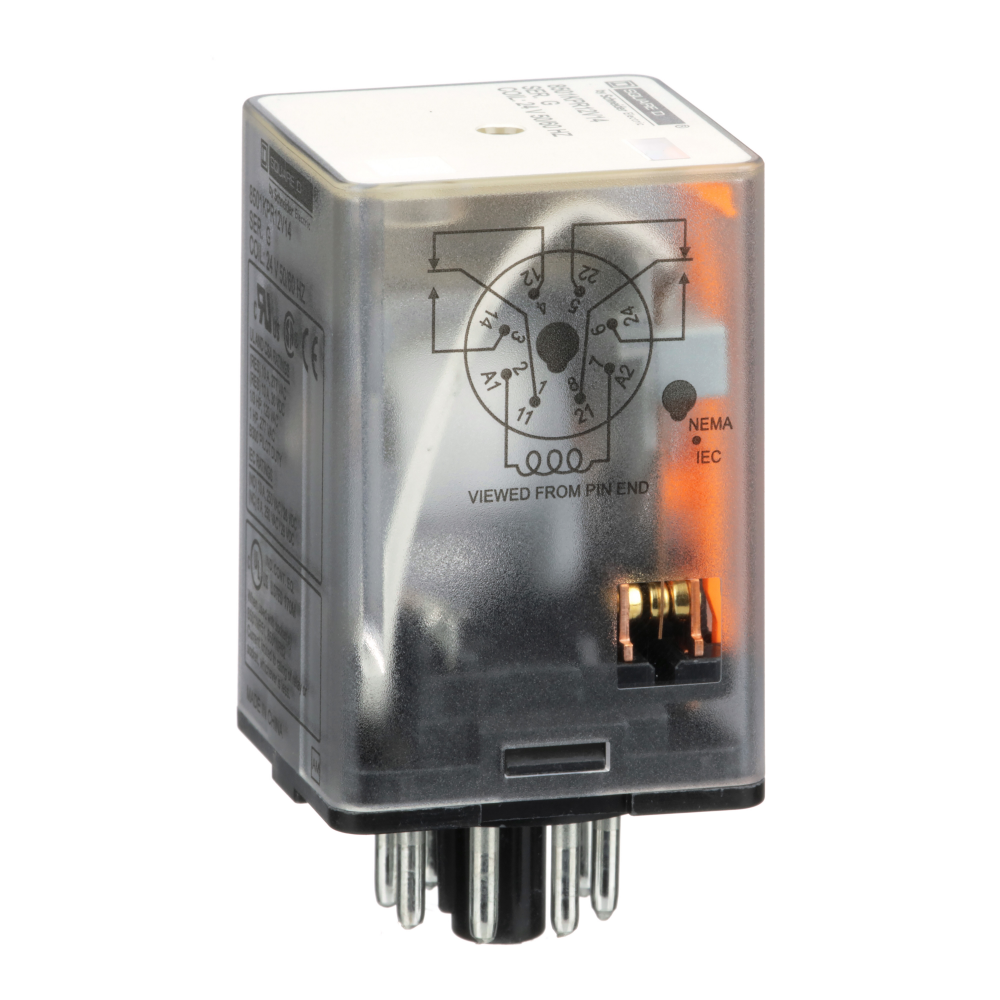 Plug in relay, Type KP, tubular, 1 HP at 277 VAC