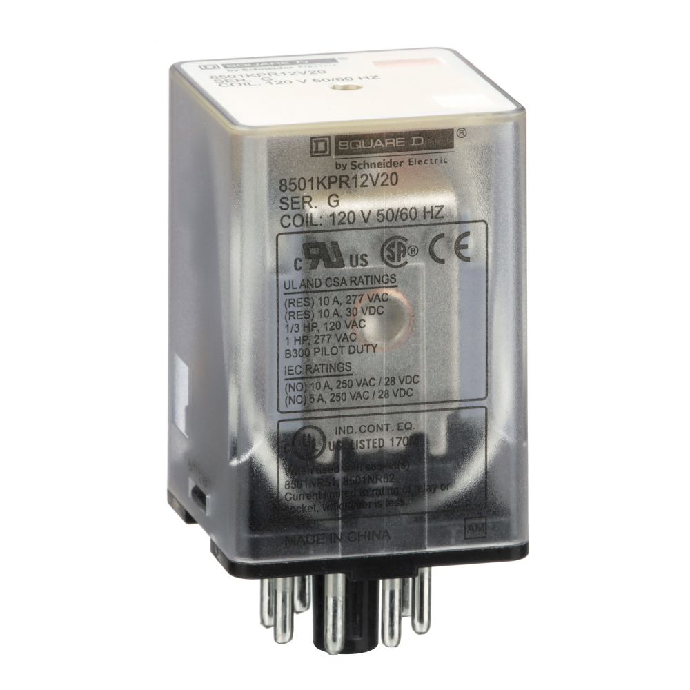 Plug in relay, Type KP, tubular, 1 HP at 277 VAC