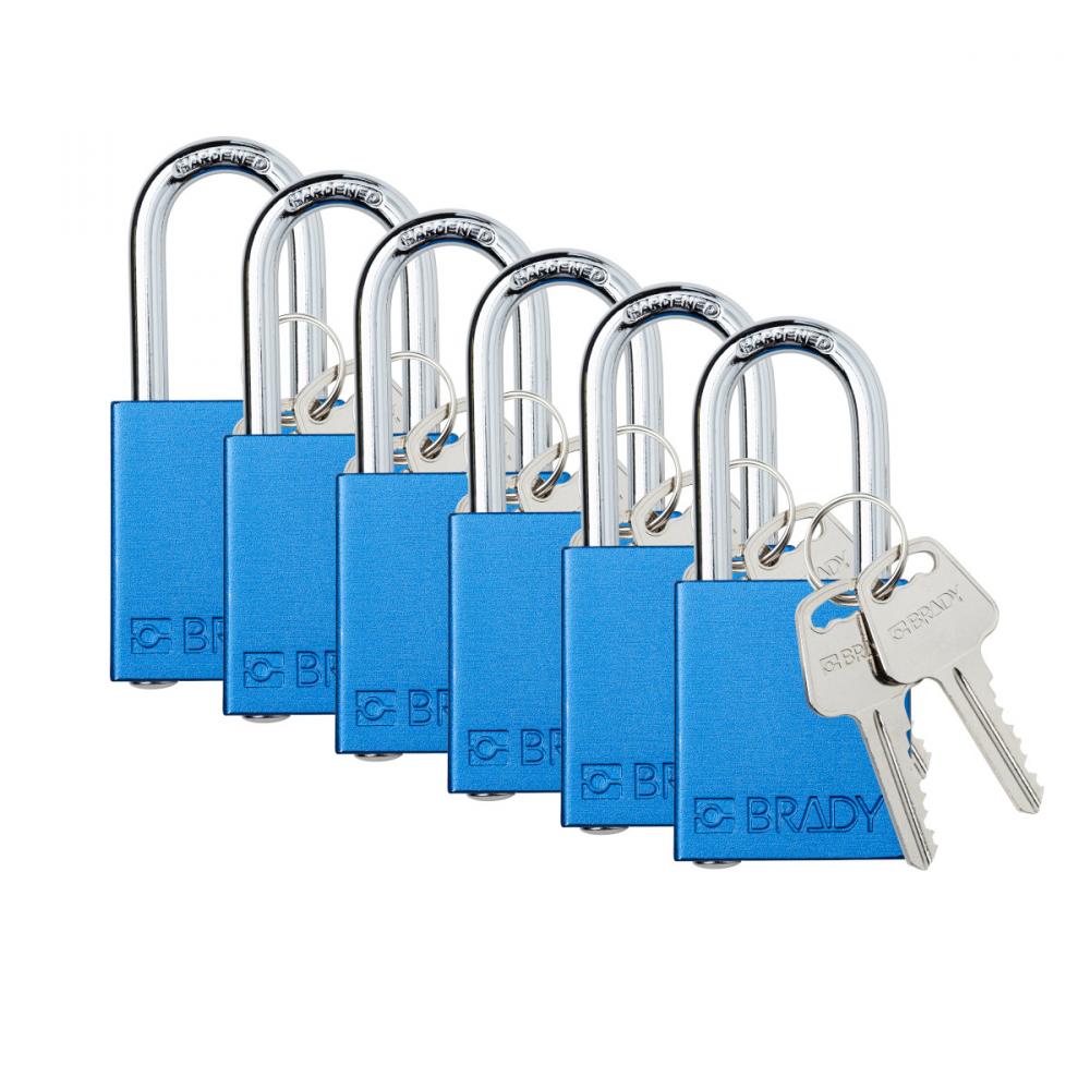 Alum Padlock 1.5&#34; Steel Shkl KA BU 6PK