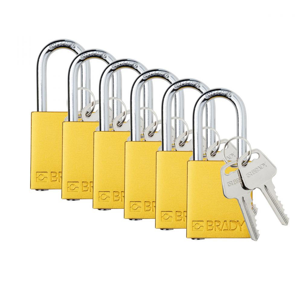 Alum Padlock 1.5&#34; Steel Shkl KD YL 6PK