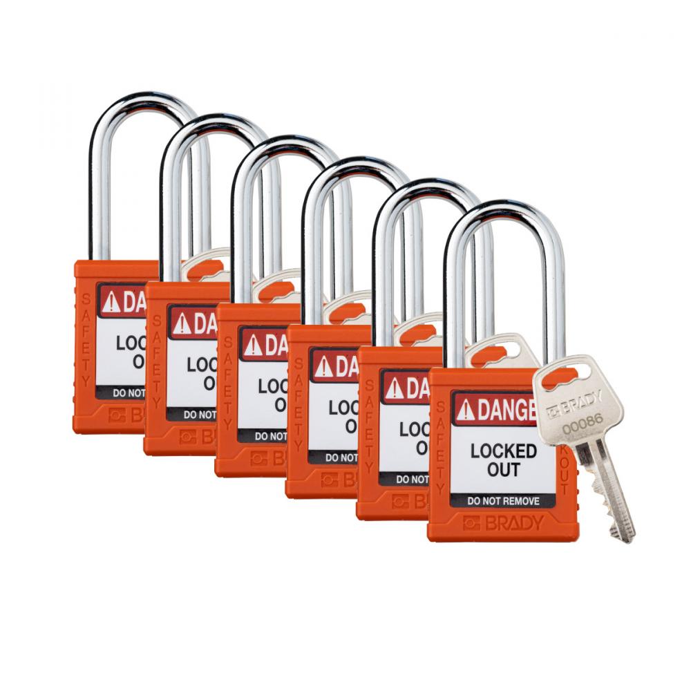 Plastic Padlock 1.5&#34; Stl Shkl KA OR 6PK