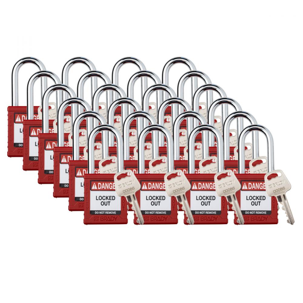 Plastic Padlock 1.5&#34; Stl Shkl KD RD 24PK