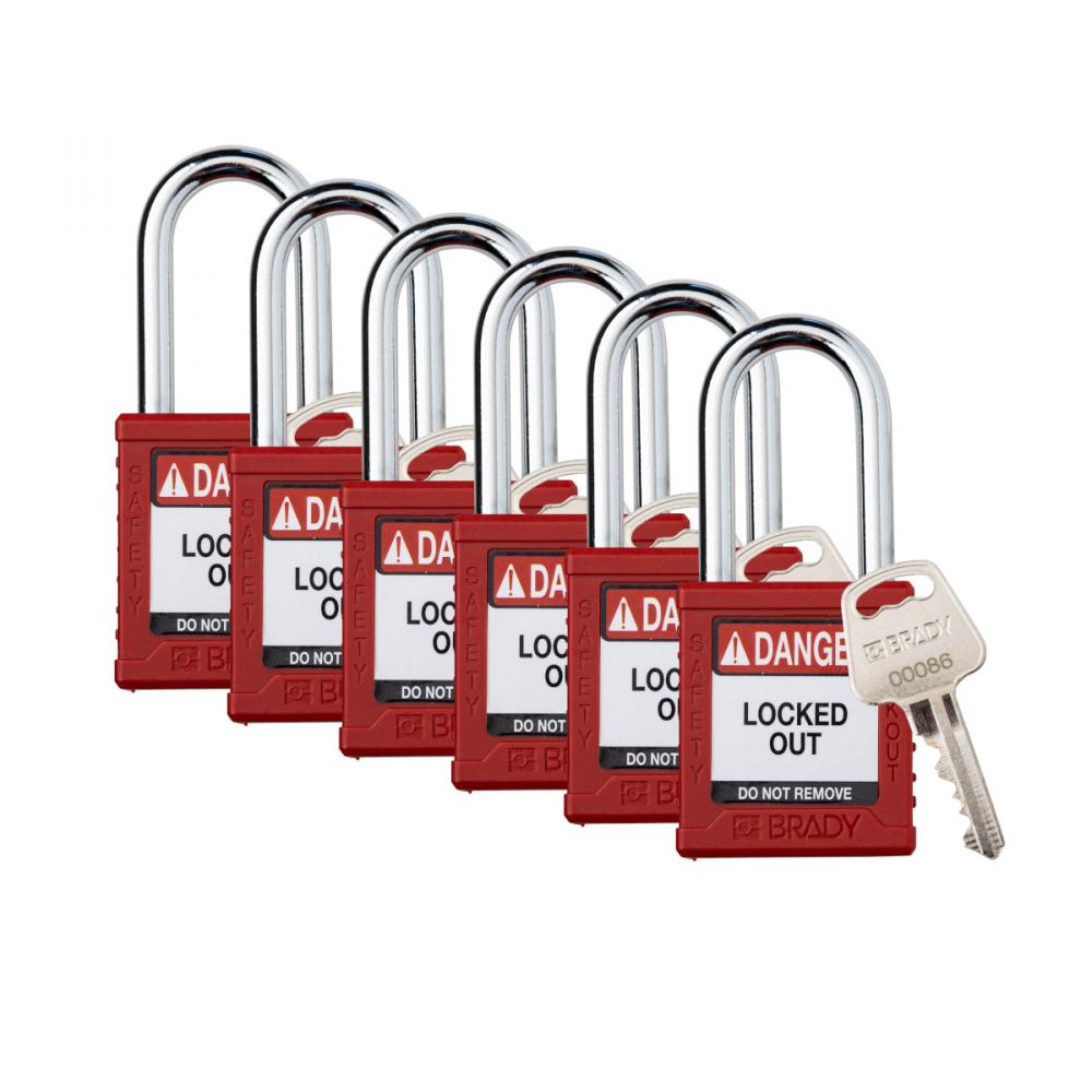 Plastic Padlock 1.5&#34; Stl Shkl KA RD 6PK