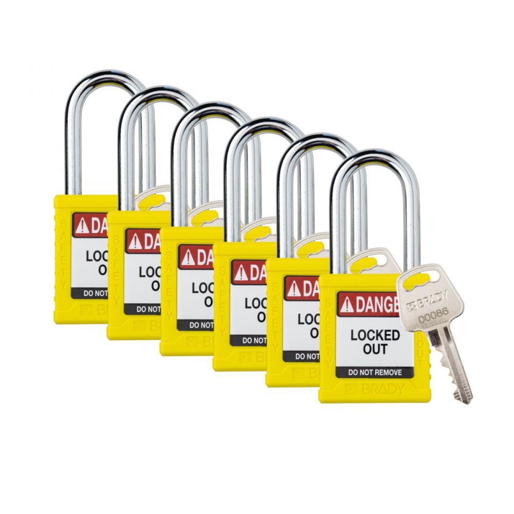 Plastic Padlock 1.5&#34; Stl Shkl KA YL 6PK