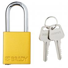 Brady SDAL-YLW-38ST-KD - Alum Padlock 1.5" Steel Shkl KD YL 1PK