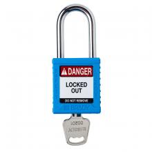 Brady SDPL-BLU-38ST-KD - Plastic Padlock 1.5" Stl Shkl KD BU 1PK