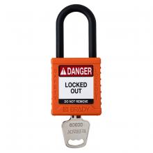 Brady SDPL-ORG-38PL-KD - Plastic Padlock 1.5" Shackle KD OR 1PK