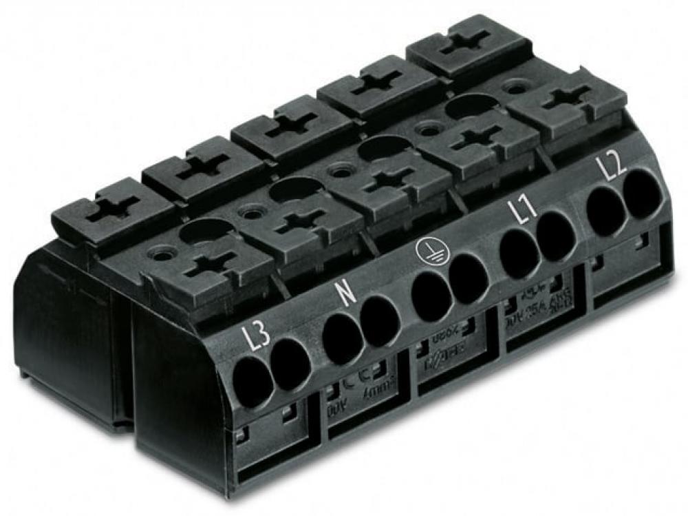 4Cchassis-mnt term strip 5Pl L3-N-PE-L1-L2 w 4mm