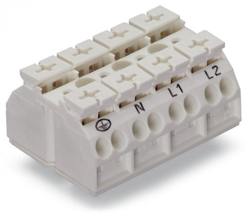 4Cchassis-mnt term strip 4Pl PE-N-L1-L2 w 4mm 40