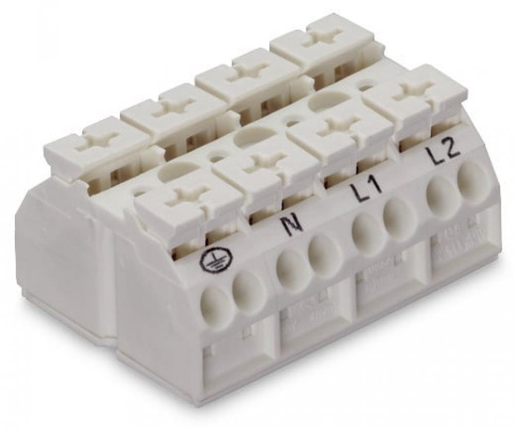 4Cchassis-mnt term strip 4Pl PE-N-L1-L2 w 3mm ø