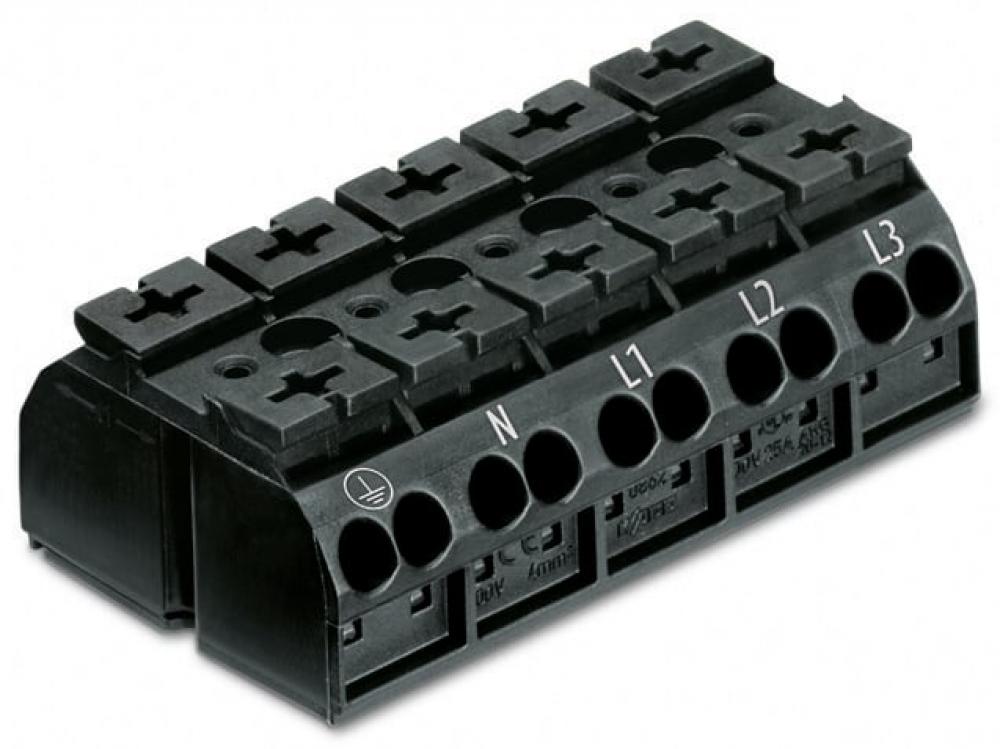 4Cchassis-mnt term strip 5Pl PE-N-L1-L2-L3 w 4mm